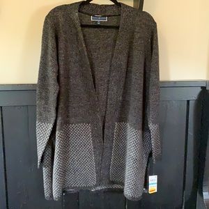 Karen Scott OX grey black cardigan sweater NWT